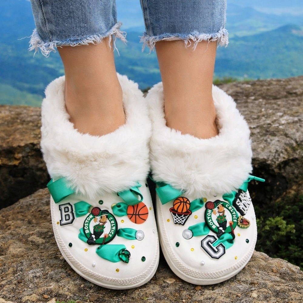Shoes Mammoth Clog White(S-10)‎ Boston Celtics Custom Made Designs